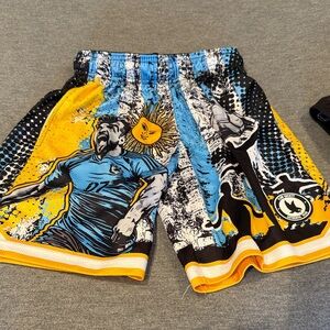 Kids Graphic Sports Shorts - Blue and Yellow